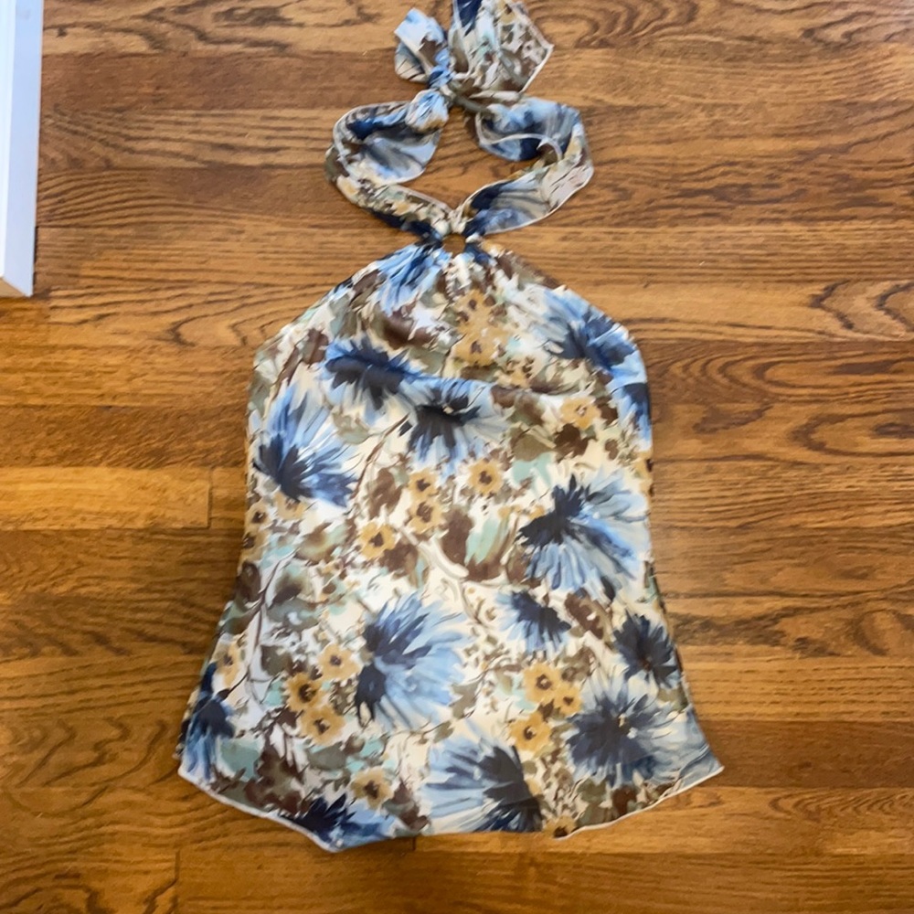 Blue floral halter top